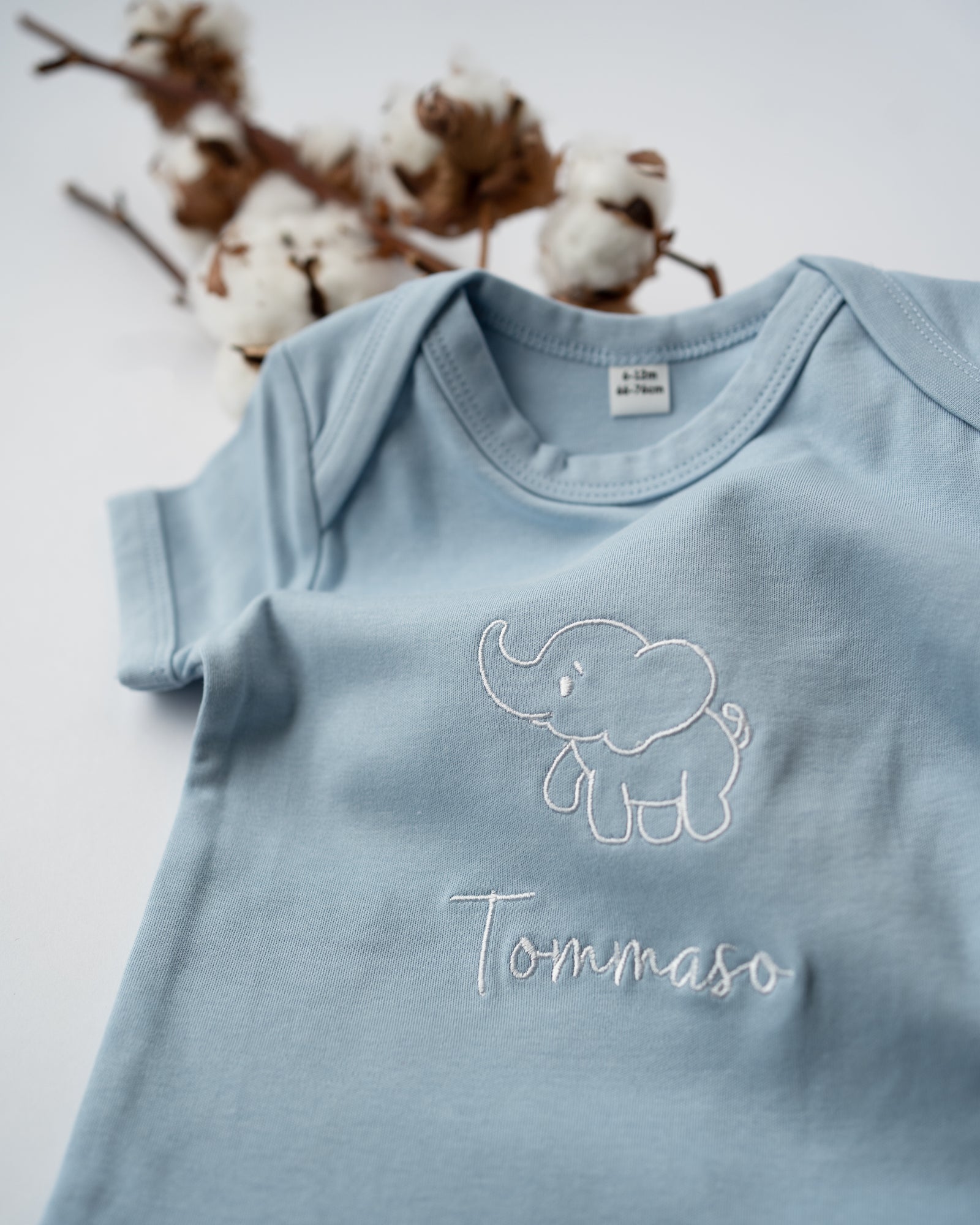 BODY NEONATO ELEFANTINO - AZZURRO